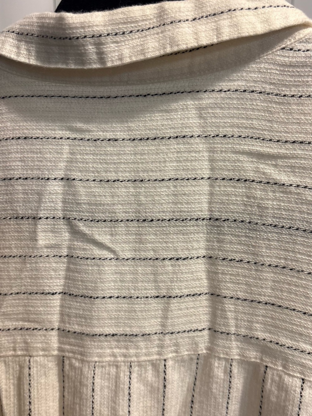 Eileen Fisher Cream Button-Front Shirt with Navy Stripes - Picture 9 of 9